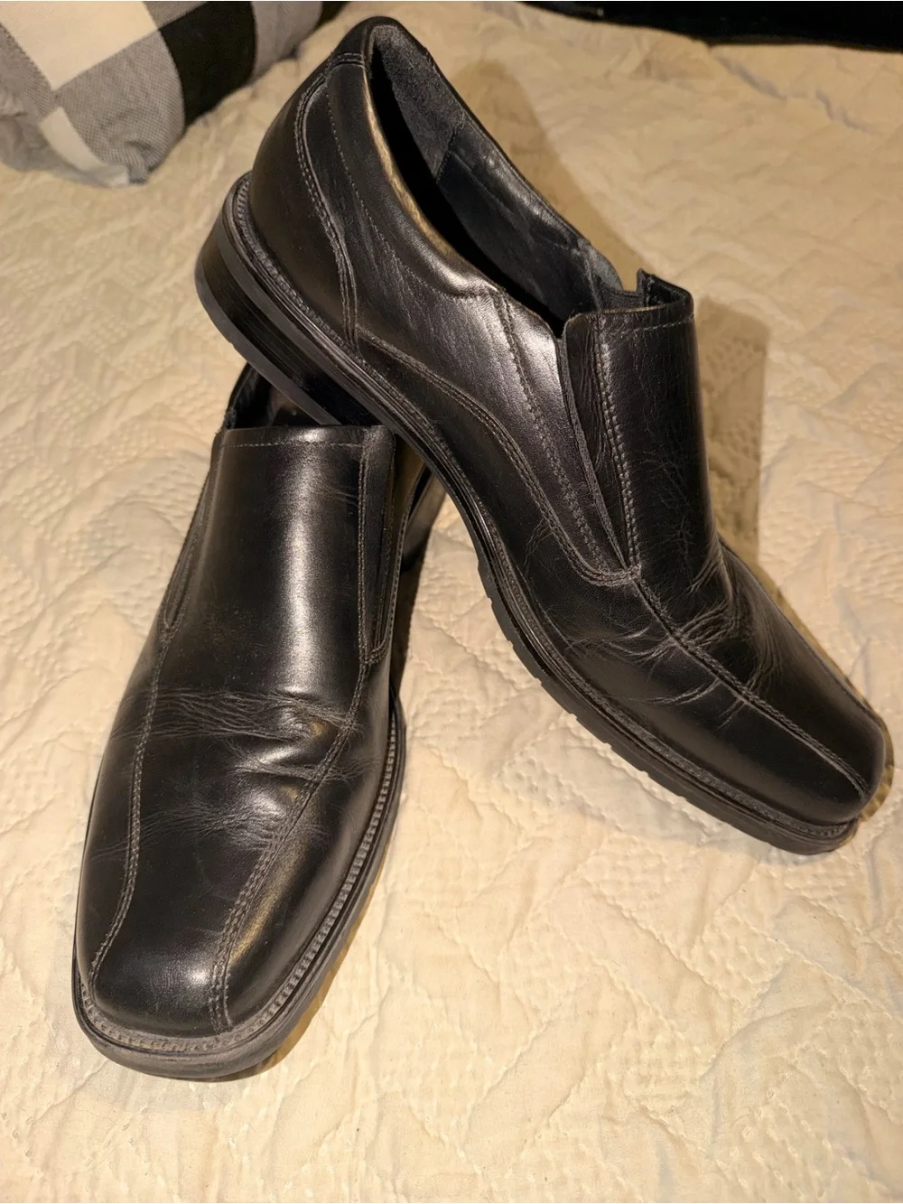Franco Fortini Black Leather Slip-On Loafers